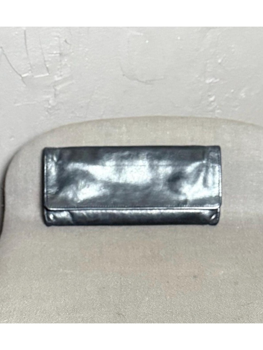 Vintage HOBO Leather Trifold Wallet Black Multi-Compartment Key Ring